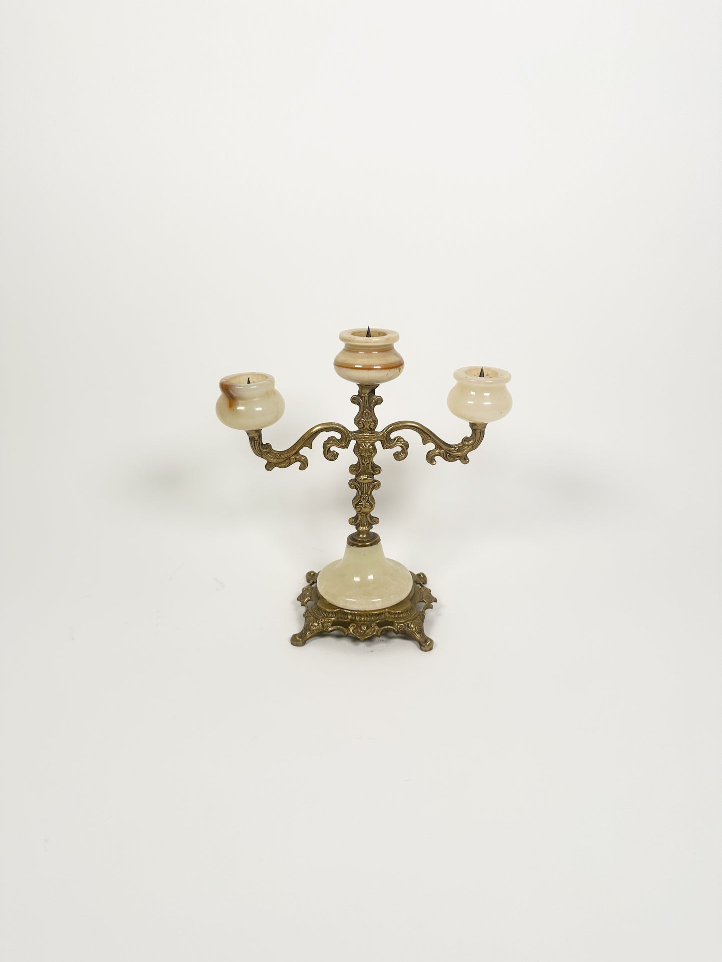 Vintage Onyx & Brass Candelabra