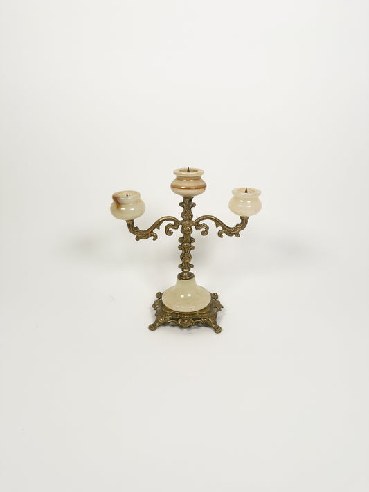 Vintage Onyx & Brass Candelabra