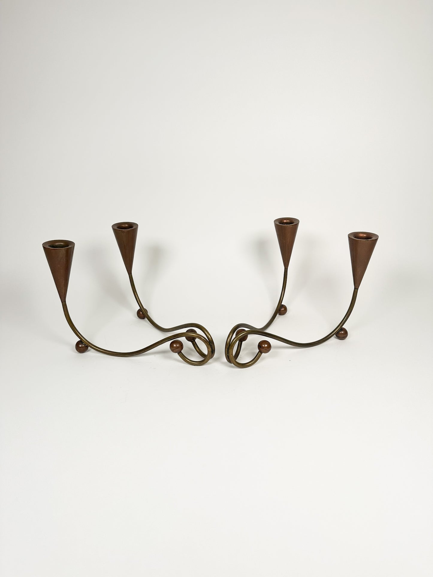 Vintage Mid Century Copper Candle Holders