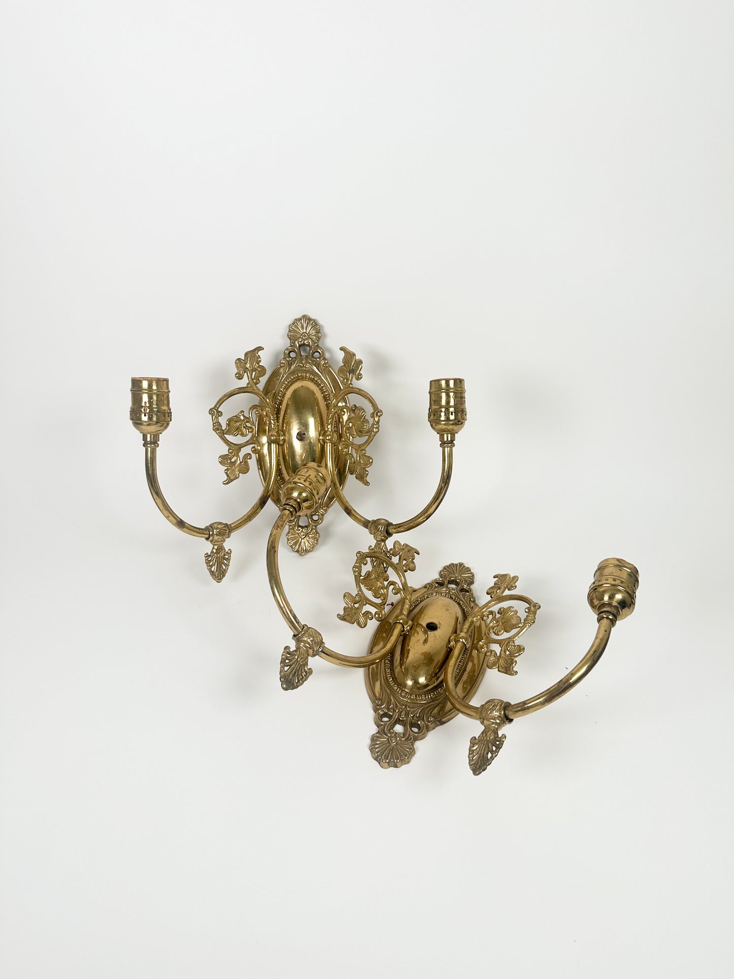 Vintage Brass Sconce Pair