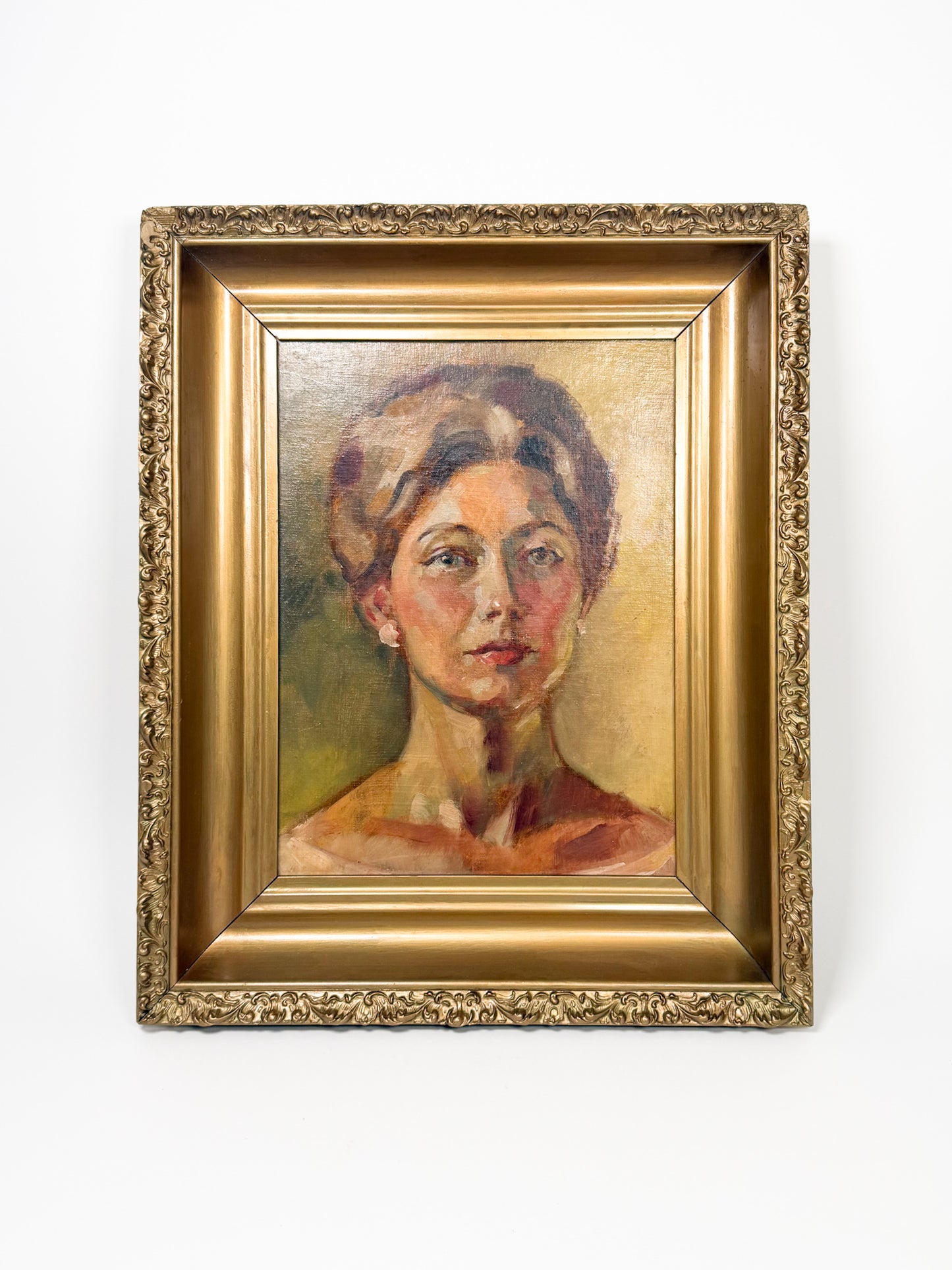Vintage Original Female Portrait Oil Painting