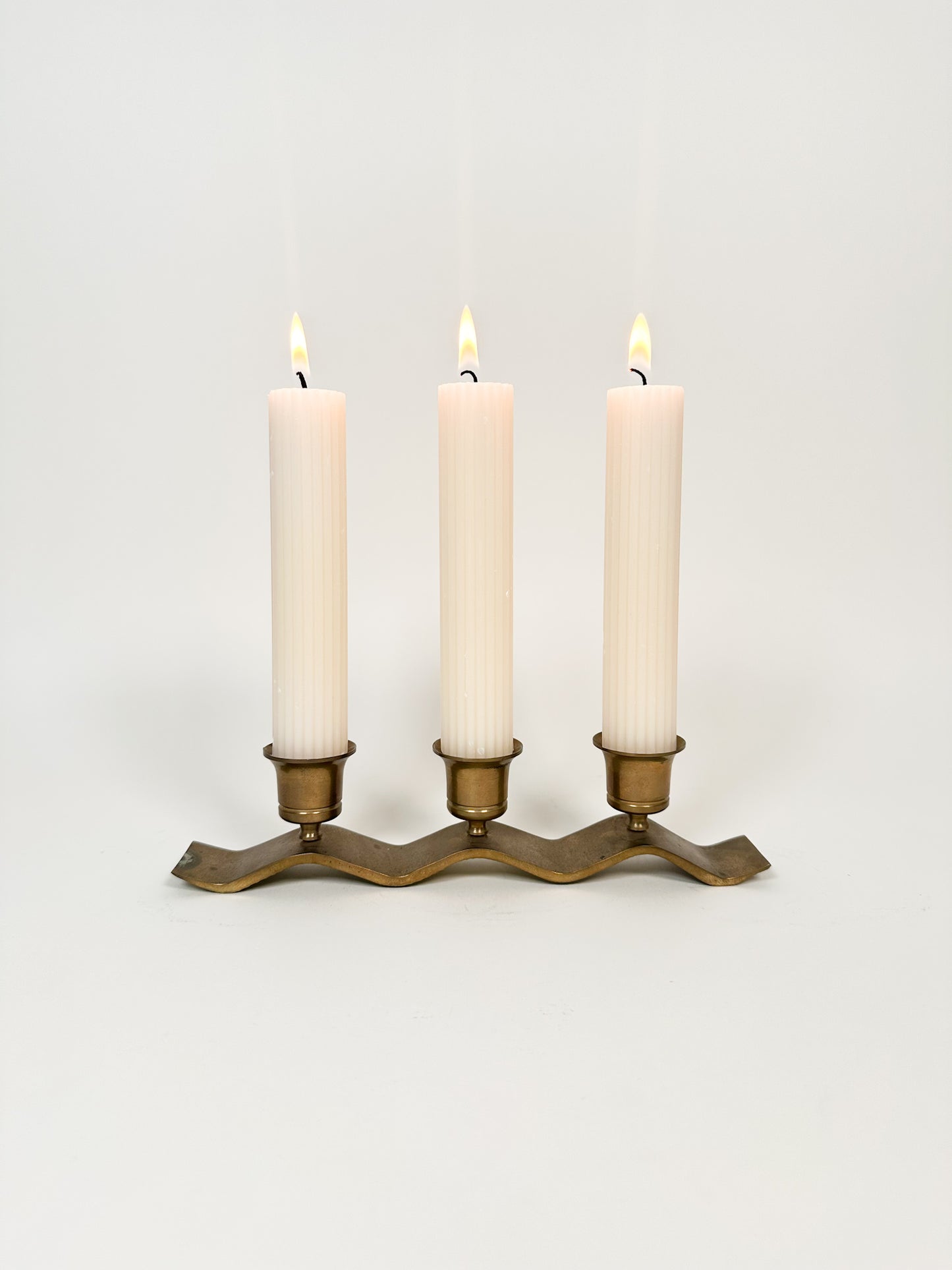 Vintage Wavy Brass Candle Holders