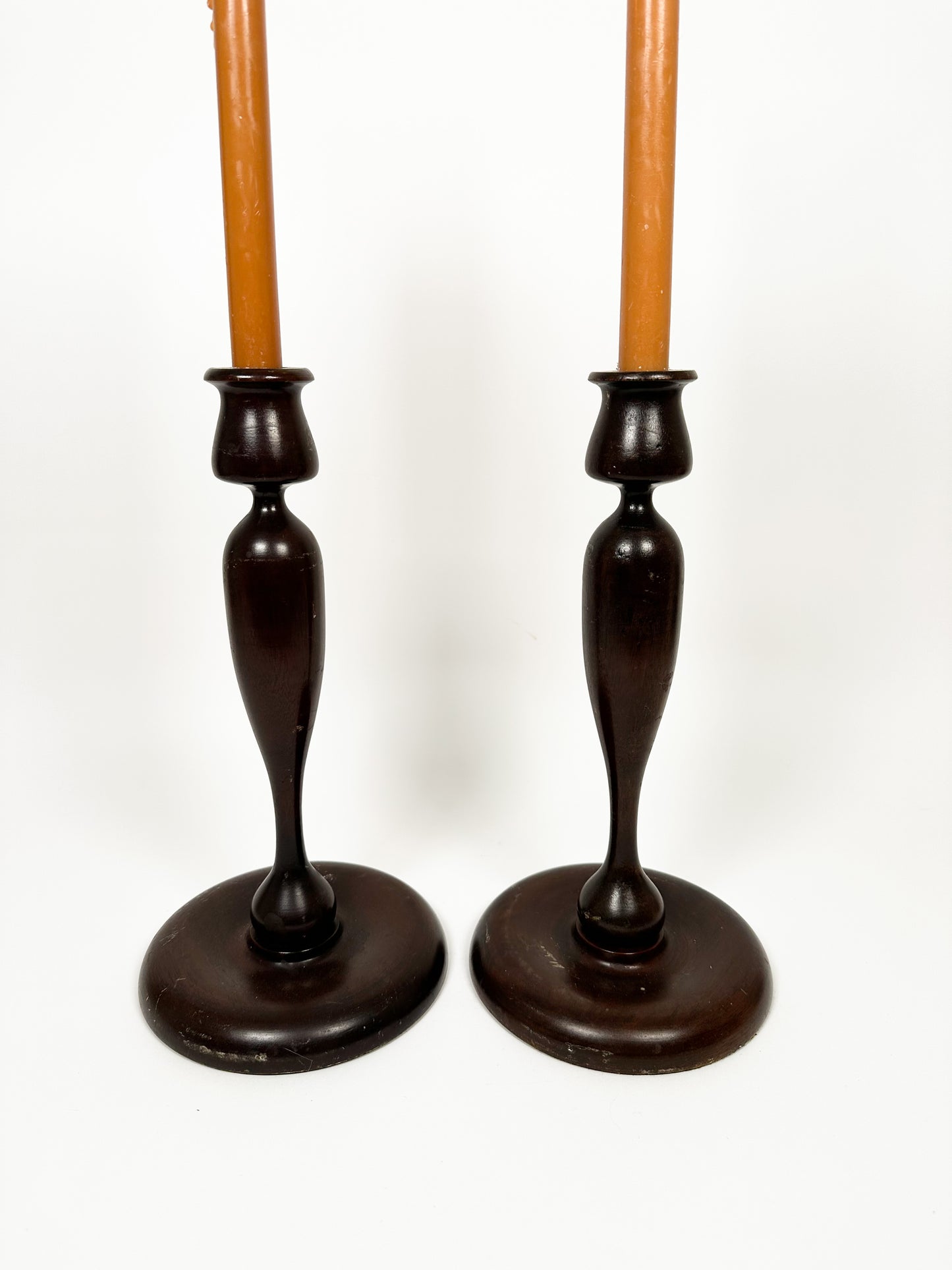 Vintage Wood Candle Holders