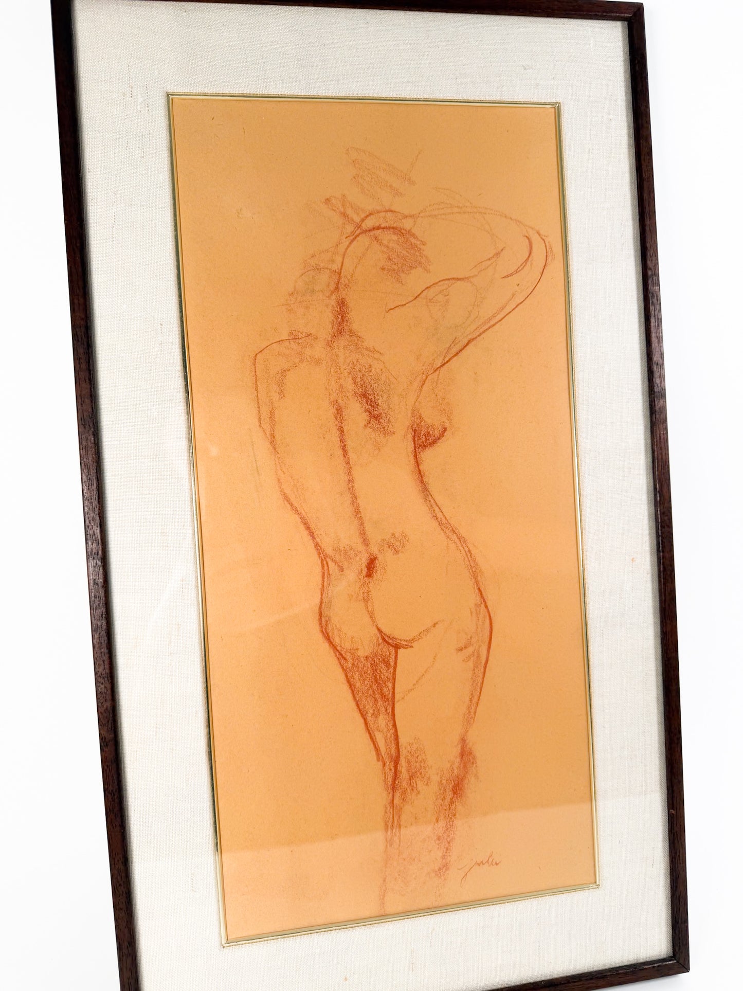 Vintage Signed Nude Female Drawing