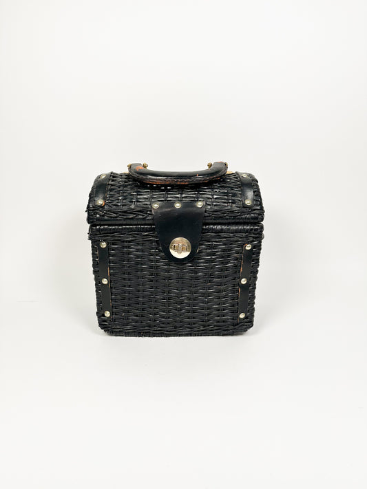 Vintage Black Wicker Handbag