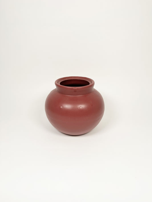 Large Round Burgundy Vase