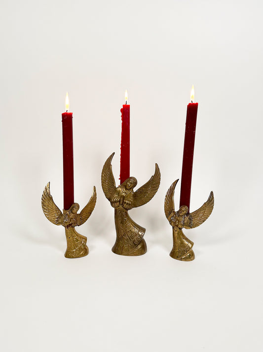 Brass Angel Candle Holder Trio
