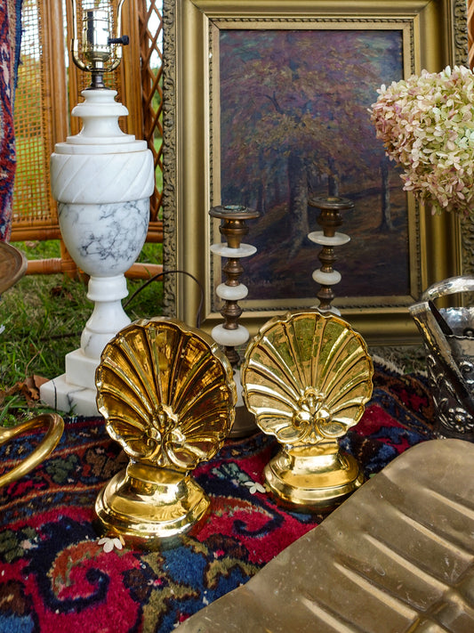 Vintage Gold Shell Bookends