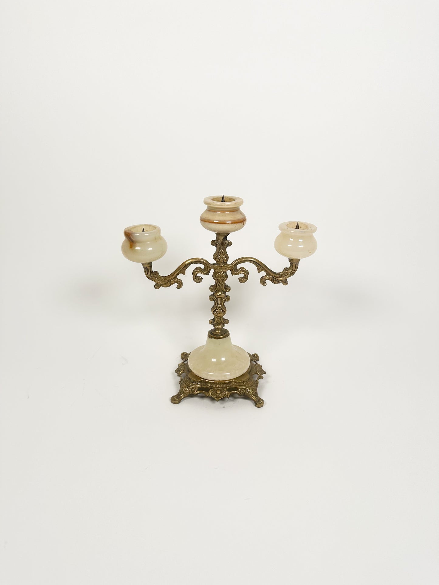Vintage Onyx & Brass Candelabra