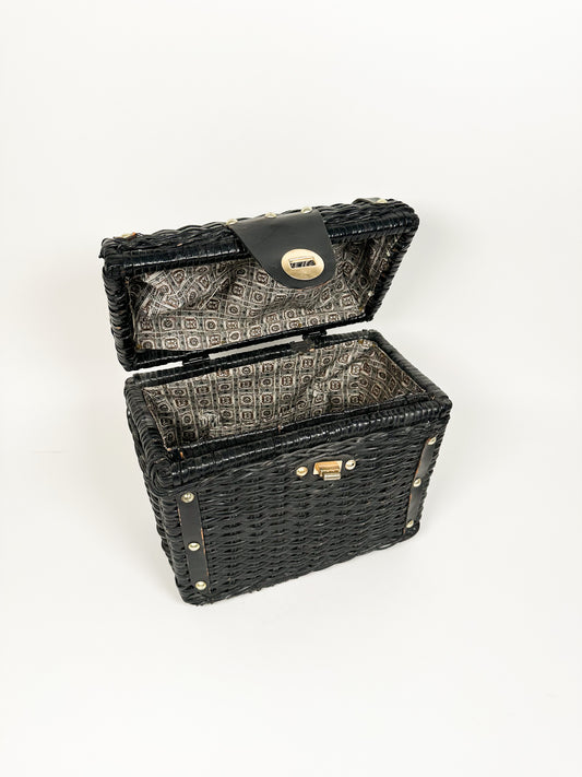 Vintage Black Wicker Handbag