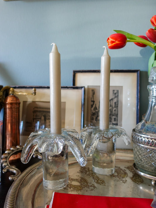 Vintage Blenko Melting Ice Candle Holders