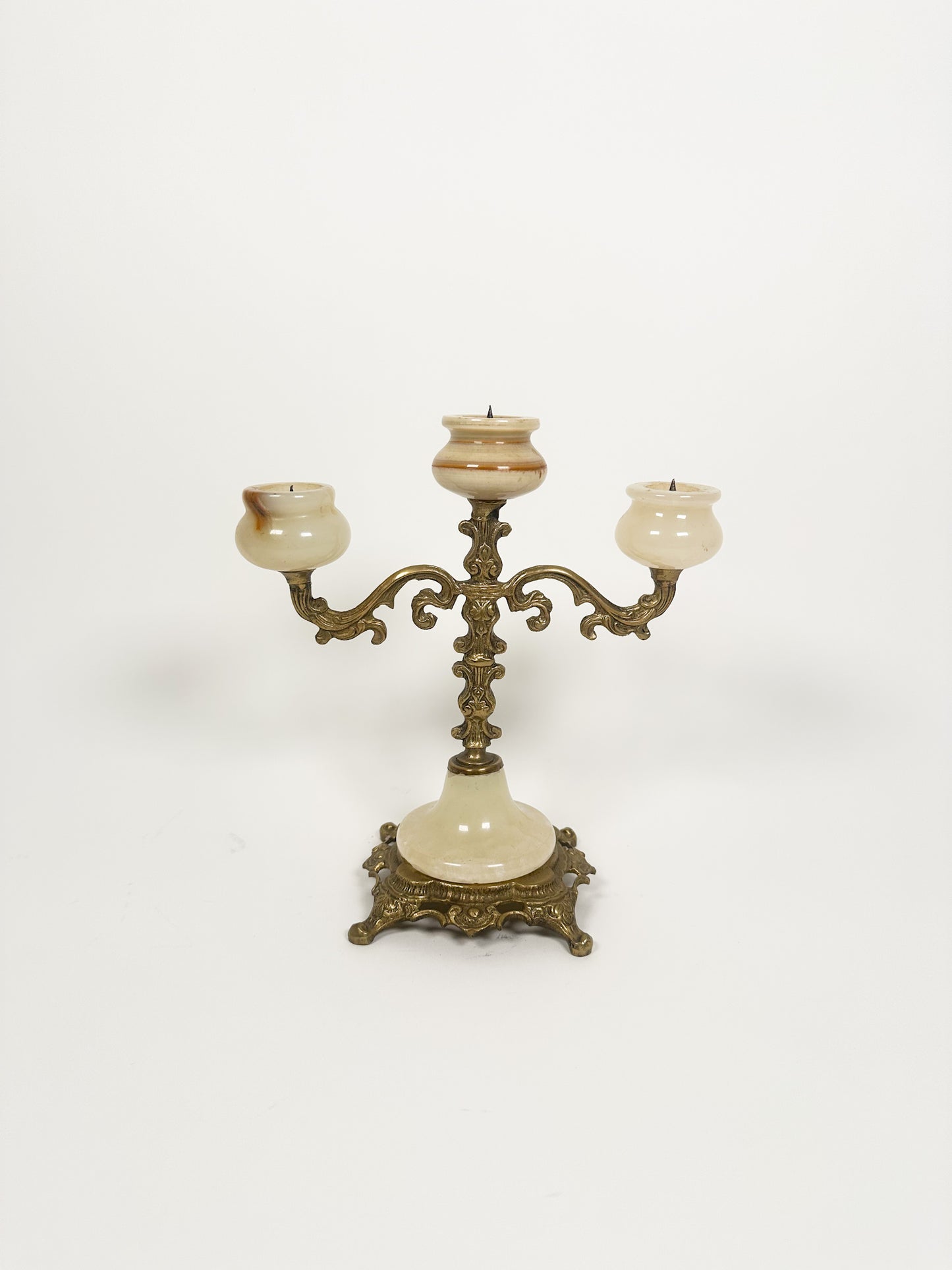 Vintage Onyx & Brass Candelabra