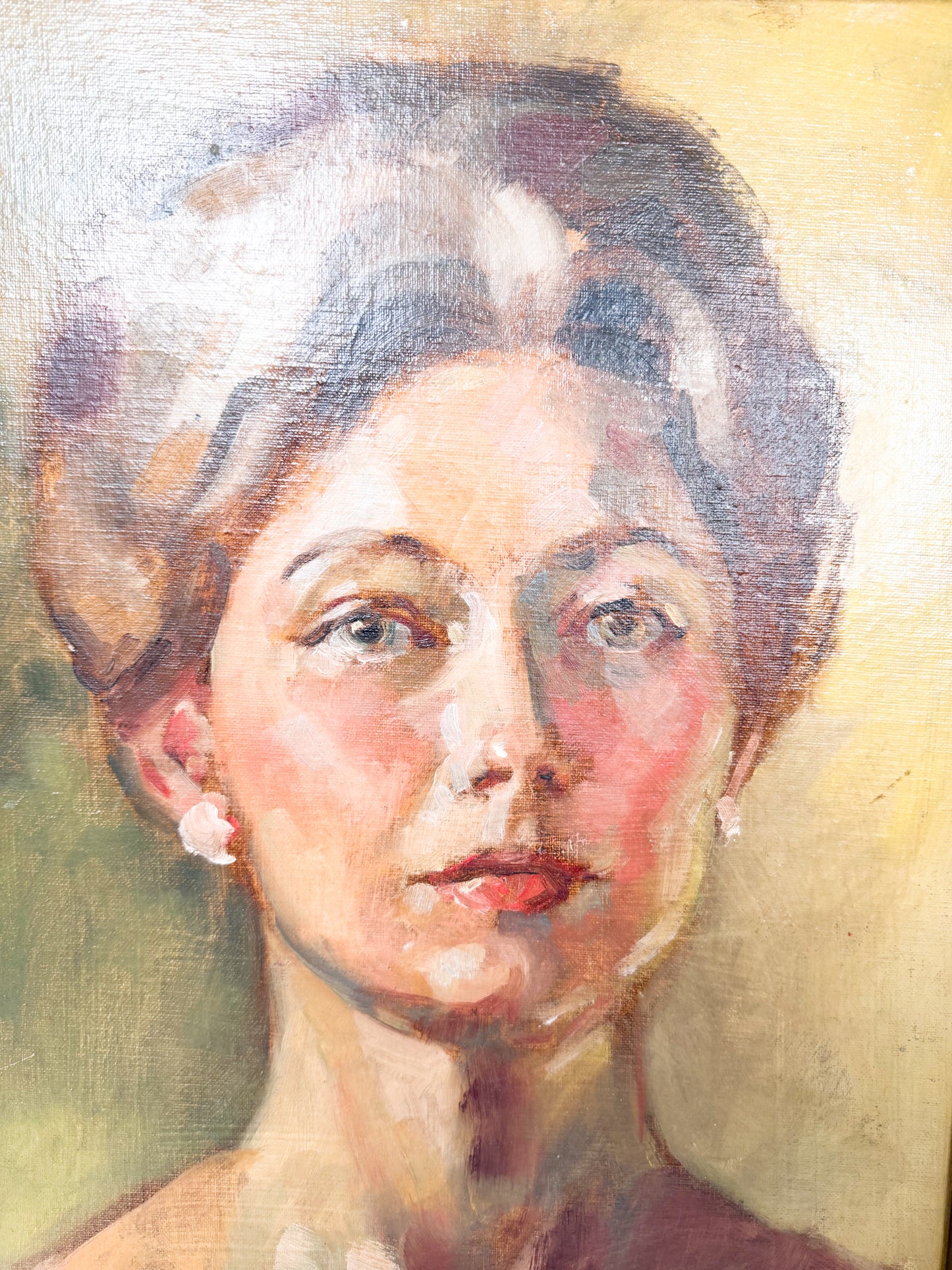 Vintage Original Female Portrait Oil Painting