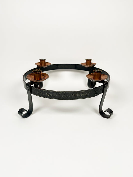 Vintage Black Round Iron Candle Holder