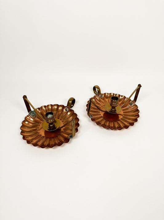 Copper Scallop Candle Holders