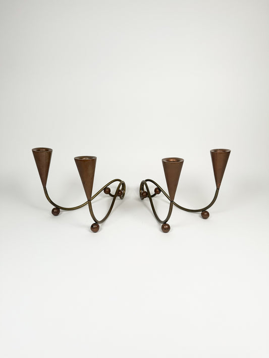 Vintage Mid Century Copper Candle Holders