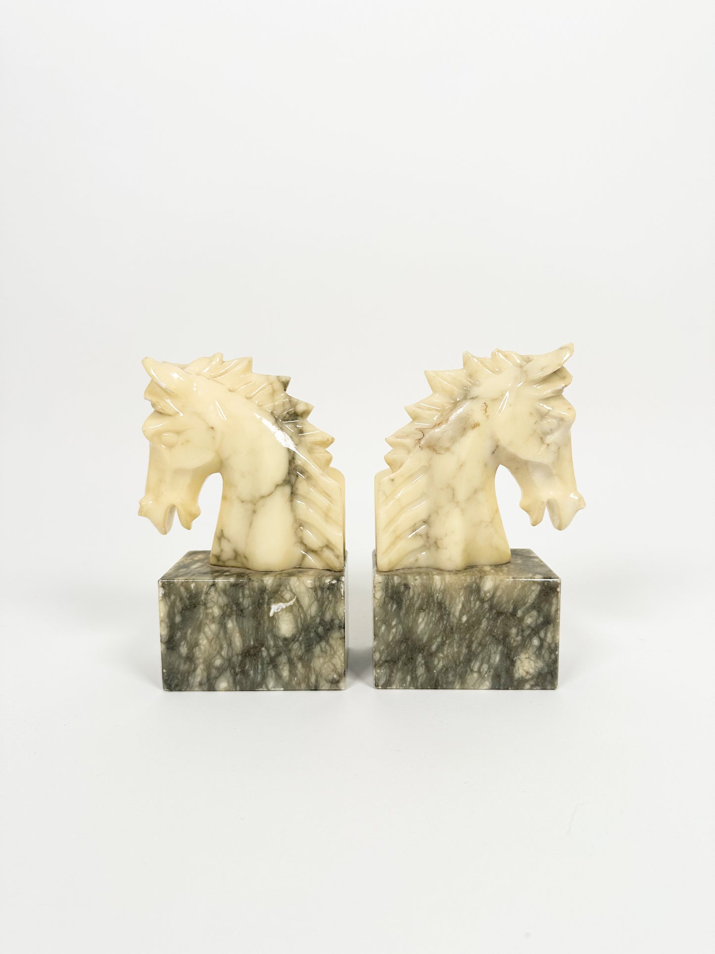 Vintage Alabaster Horse Bookends