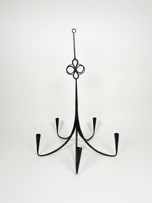 Vintage Wrought Iron Candle Chandelier