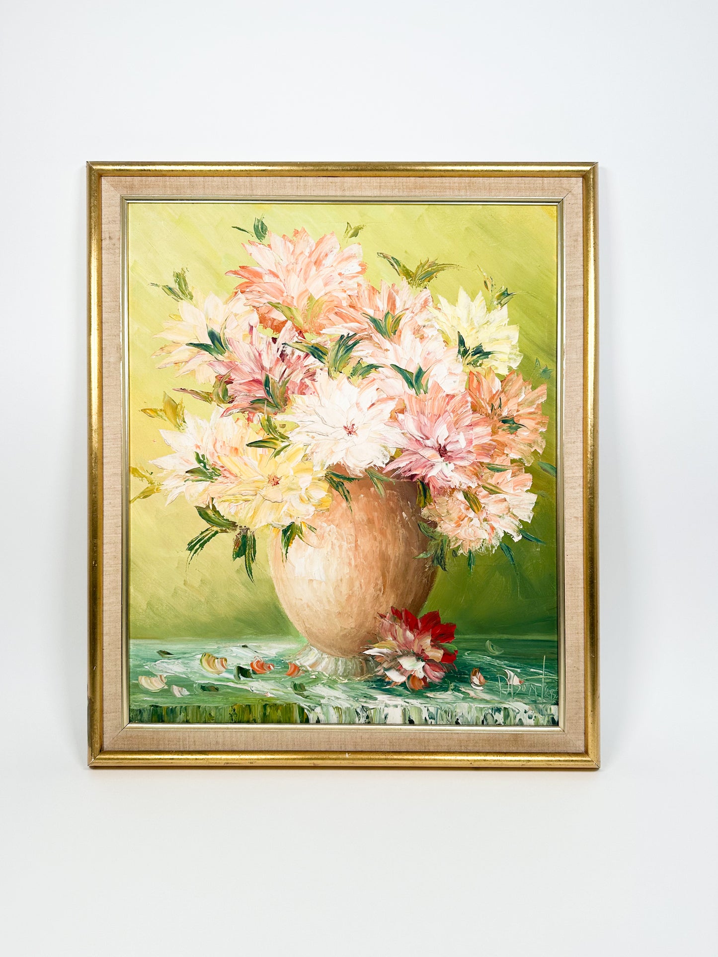 Vintage Large Oil Floral Still Life Painting