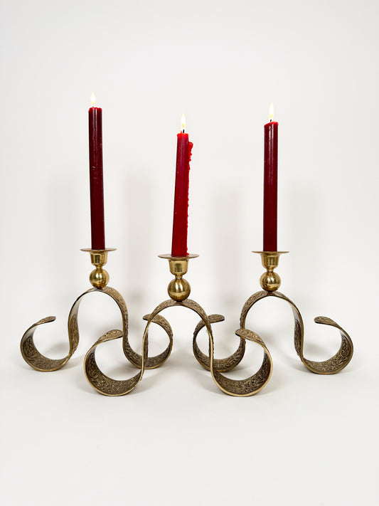 Brass Scroll Candle Holders