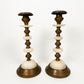 Vintage Brass & Marble Candle Holders