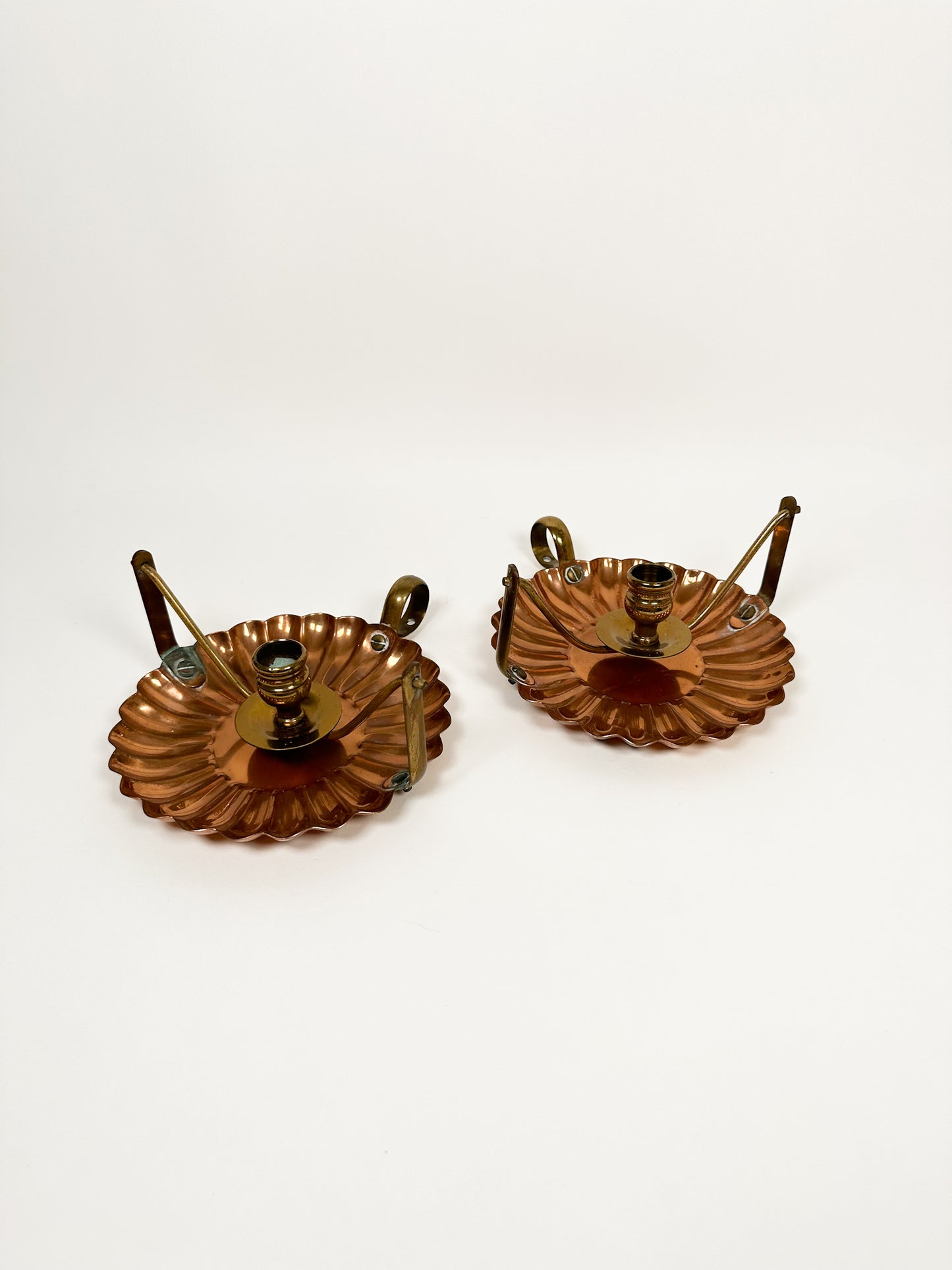 Copper Scallop Candle Holders