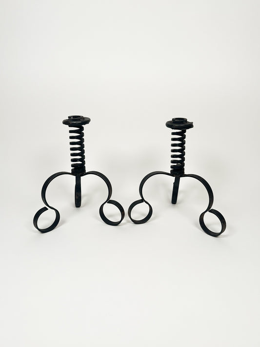 Vintage Black Iron Candle Holders