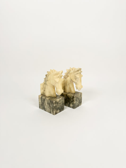 Vintage Alabaster Horse Bookends