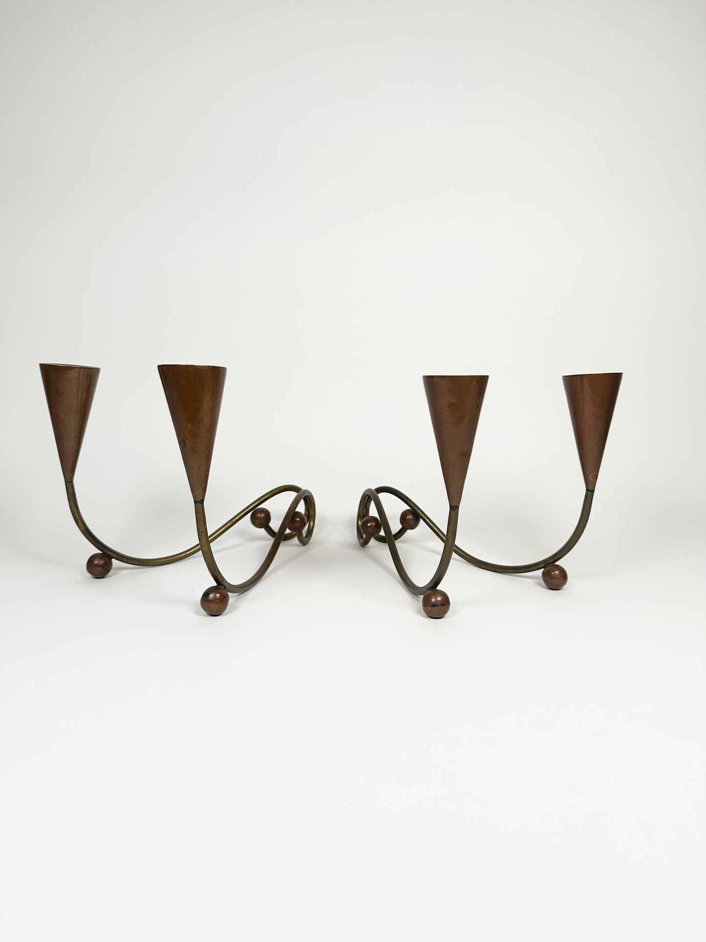 Vintage Mid Century Copper Candle Holders