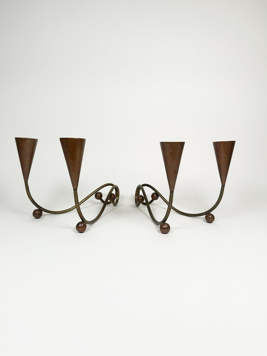 Vintage Mid Century Copper Candle Holders