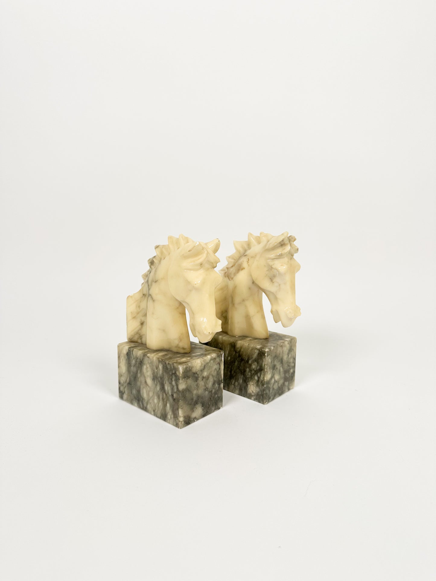 Vintage Alabaster Horse Bookends