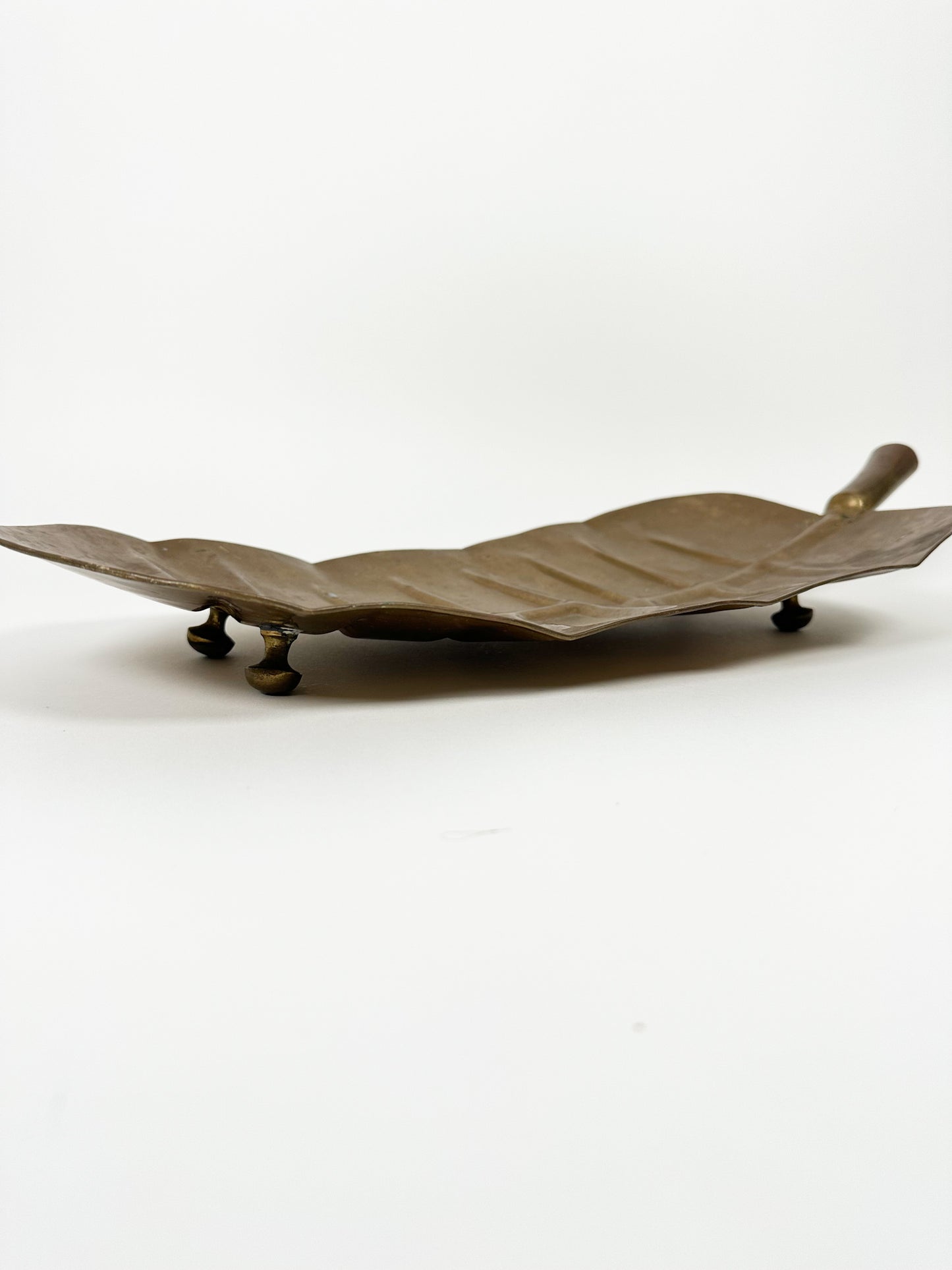 Vintage Footed Brass Leaf Tray