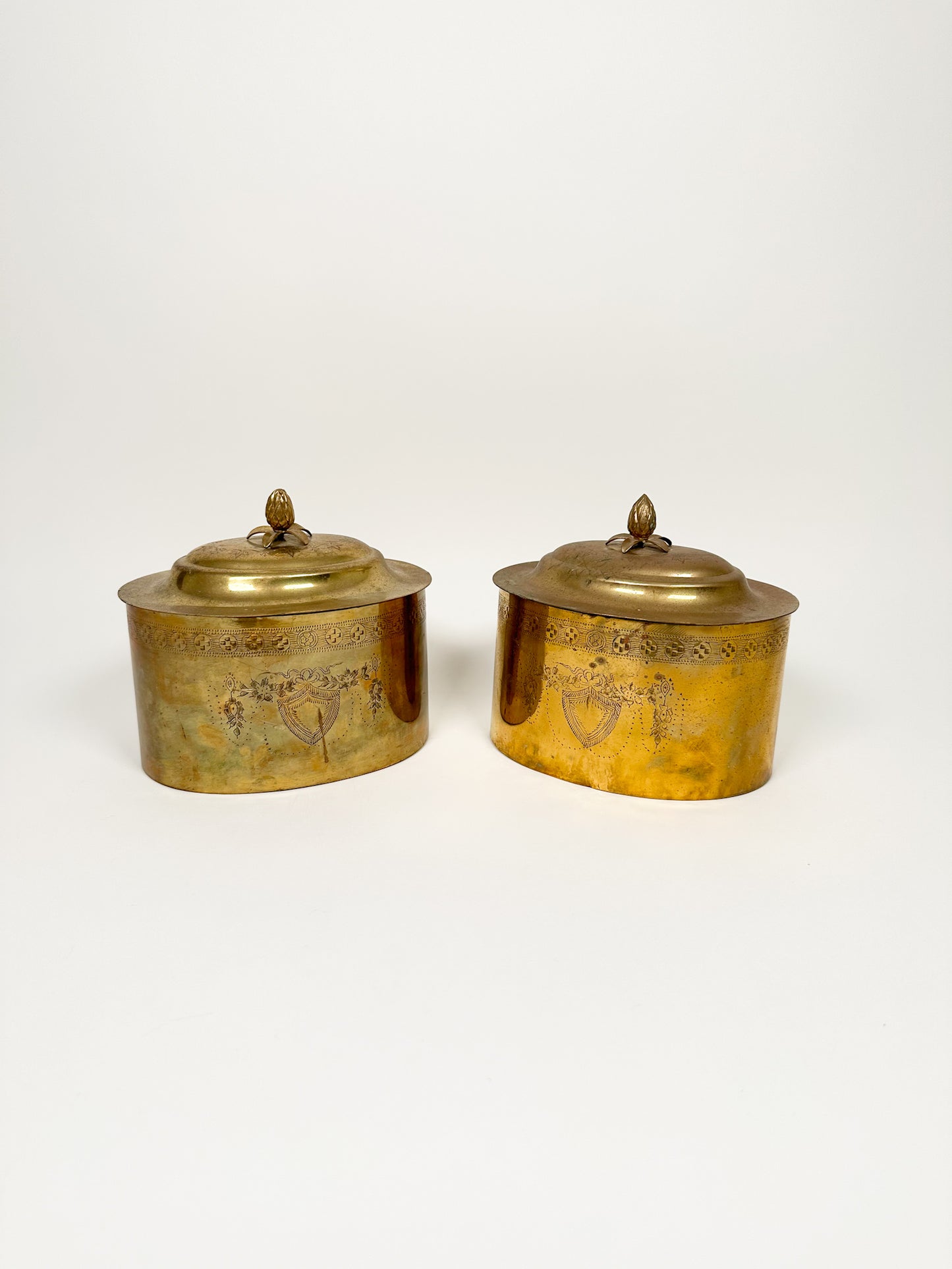 Vintage Brass Tea Caddy Set