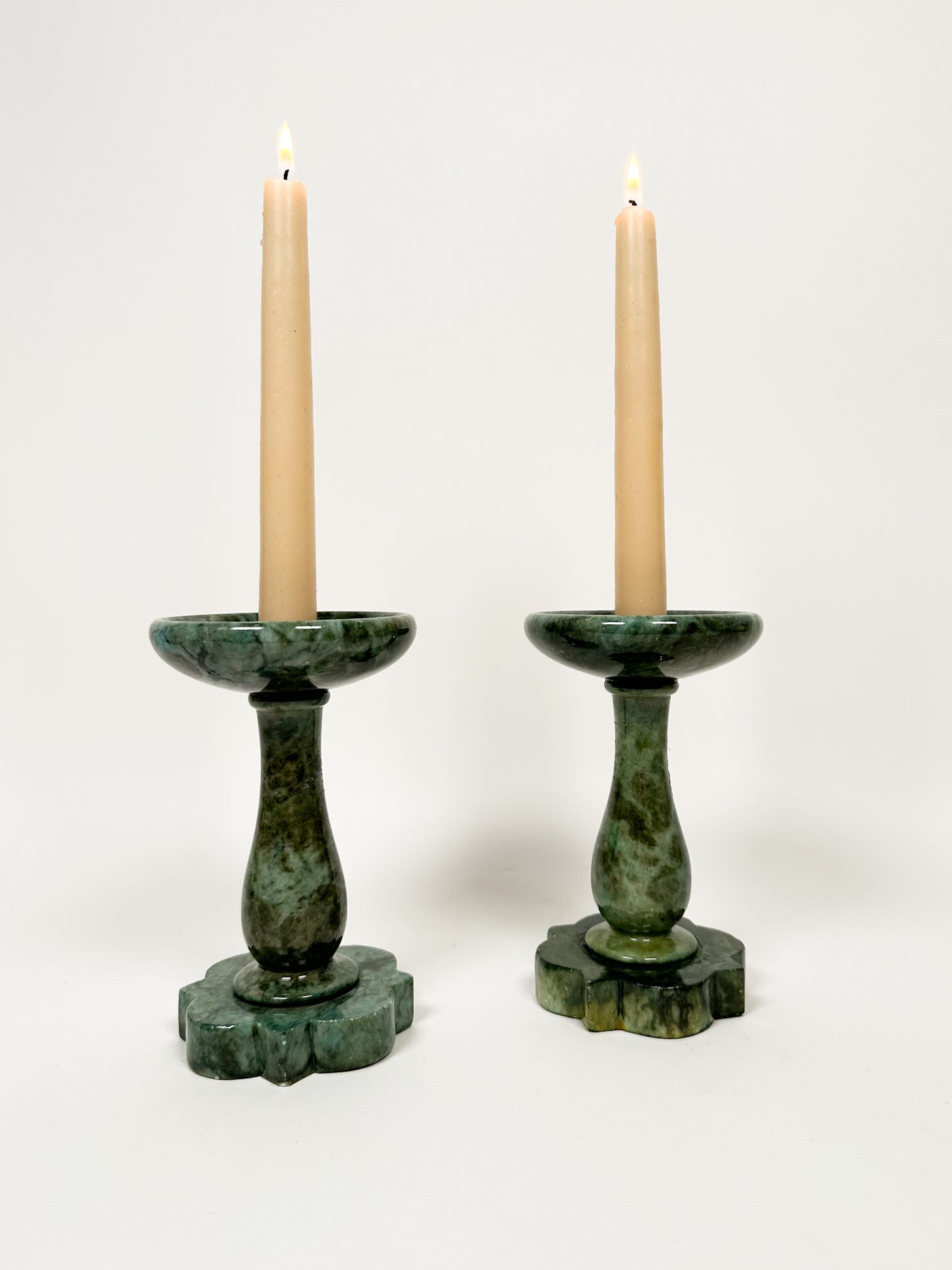 Green Marble Candlestick Holders