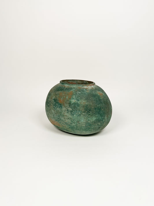 Blue Green Ceramic Oval Vase