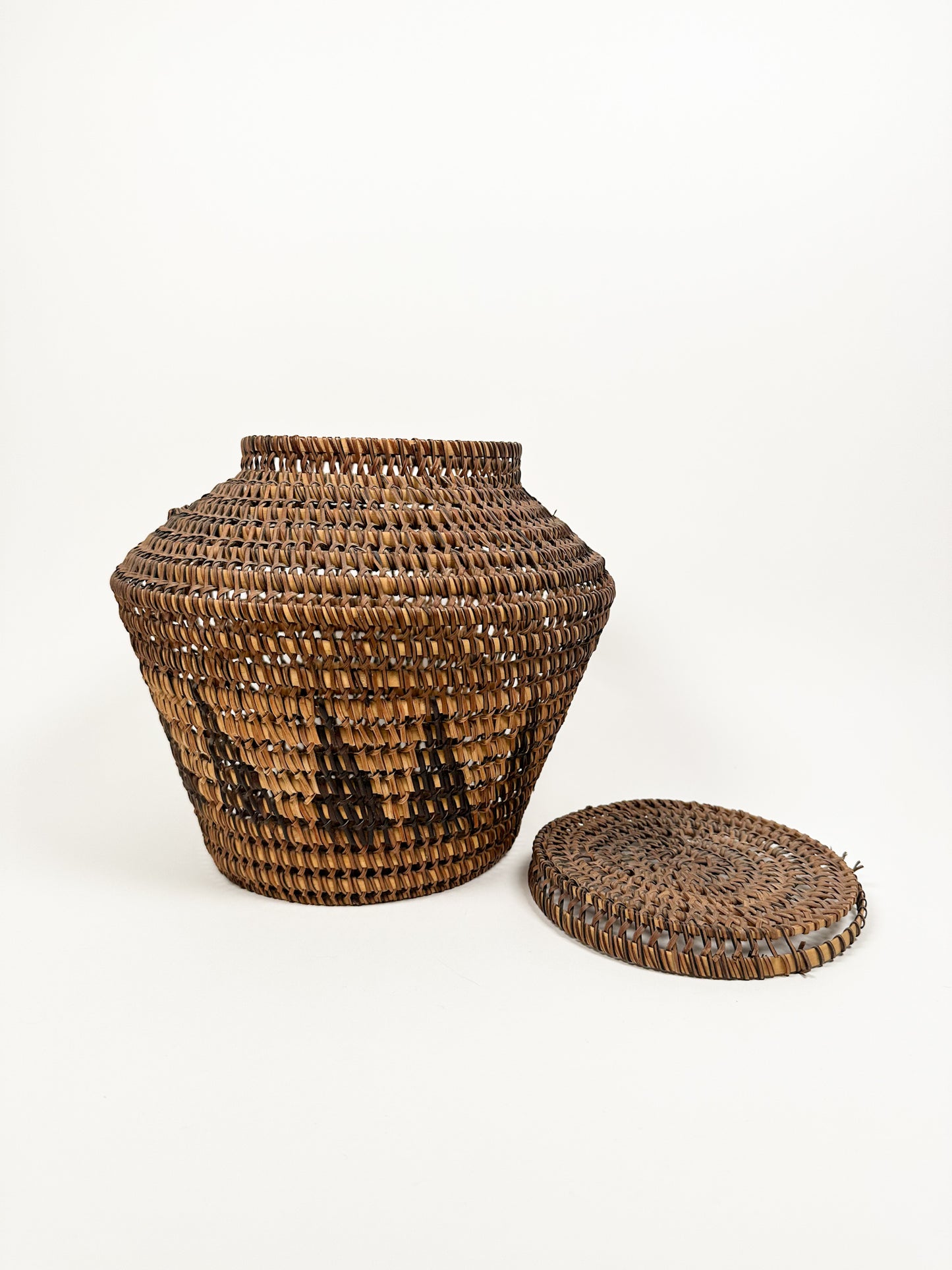 Vintage Woven Lidded Basket