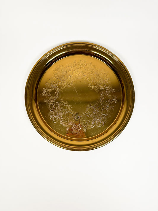 Gold Round Floral Tray