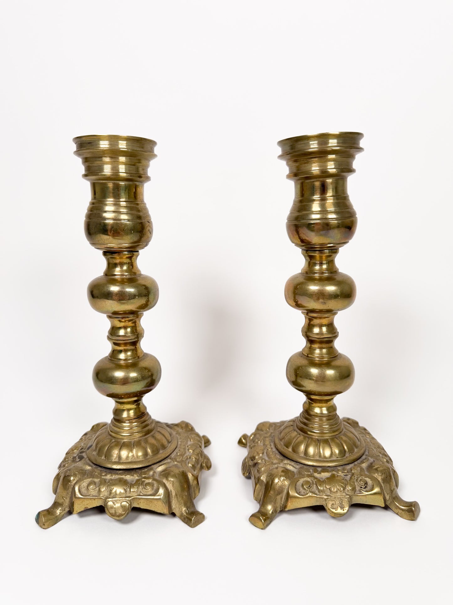 Vintage Ornate Brass Candle Holders
