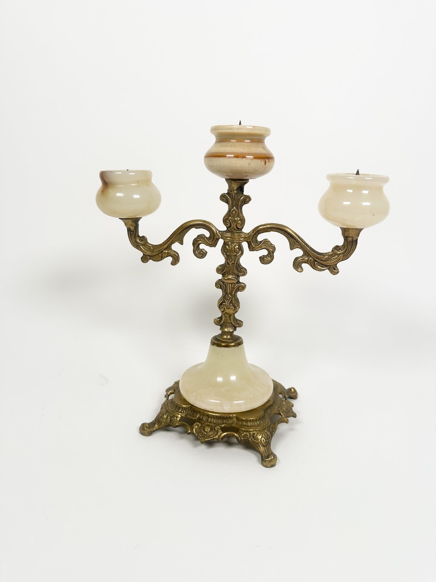 Vintage Onyx & Brass Candelabra