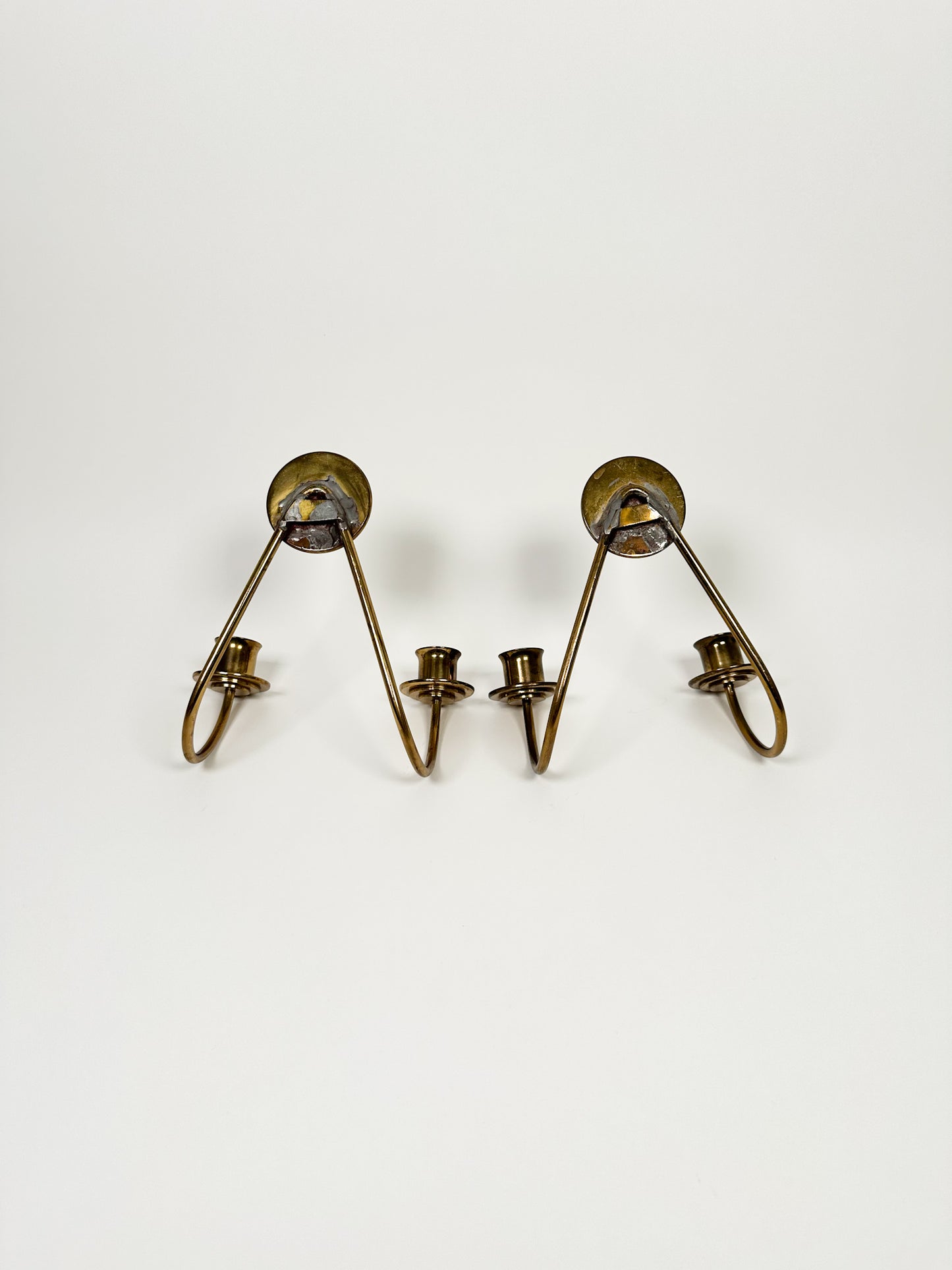 Vintage Brass Wall Sconce Set