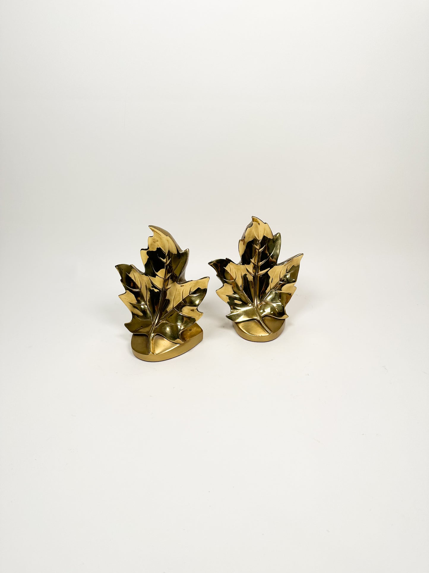 Brass Maple Leaf Bookends