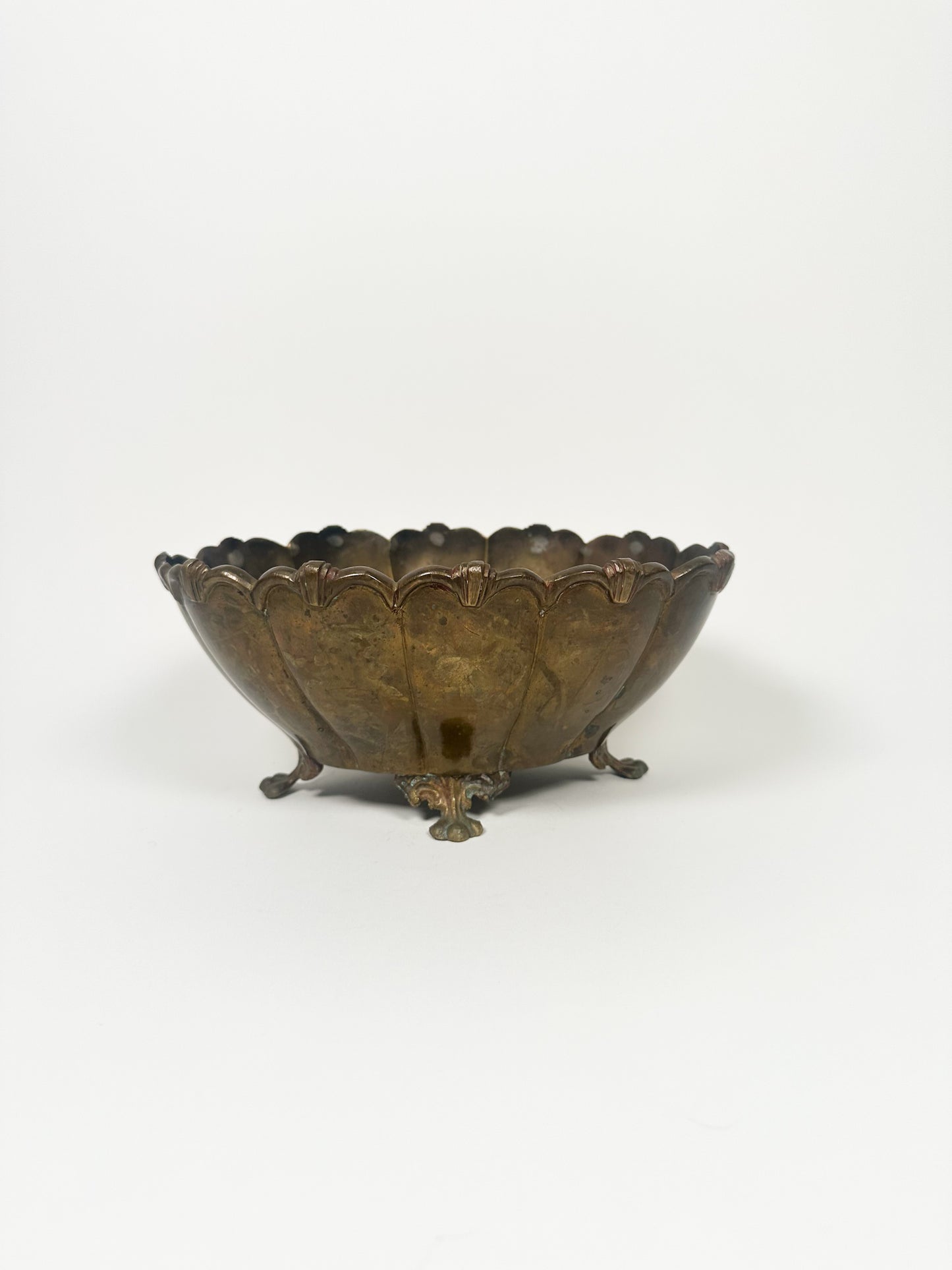Vintage Scallop Brass Bowl