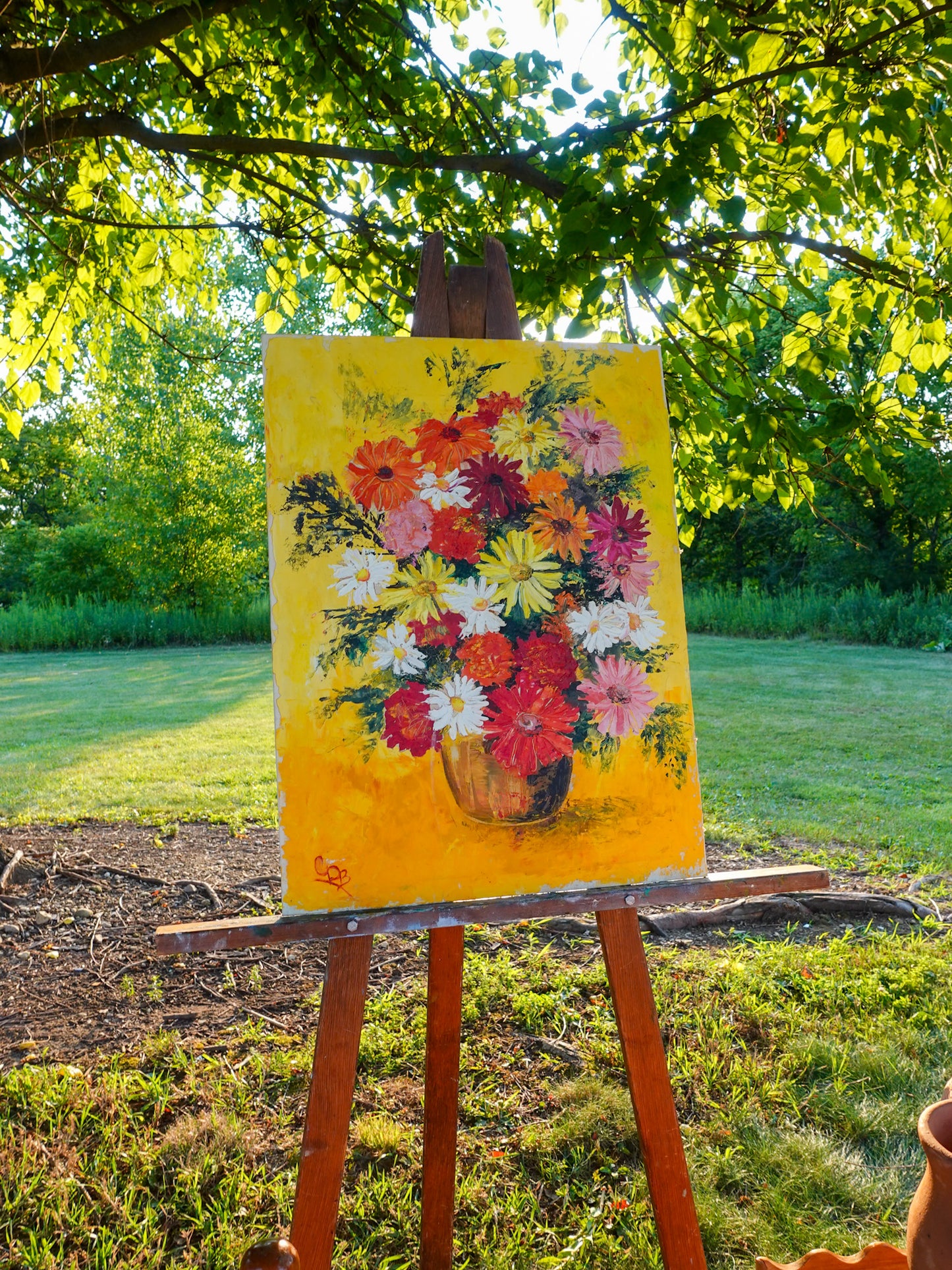 Vintage Large Floral Oil Painting