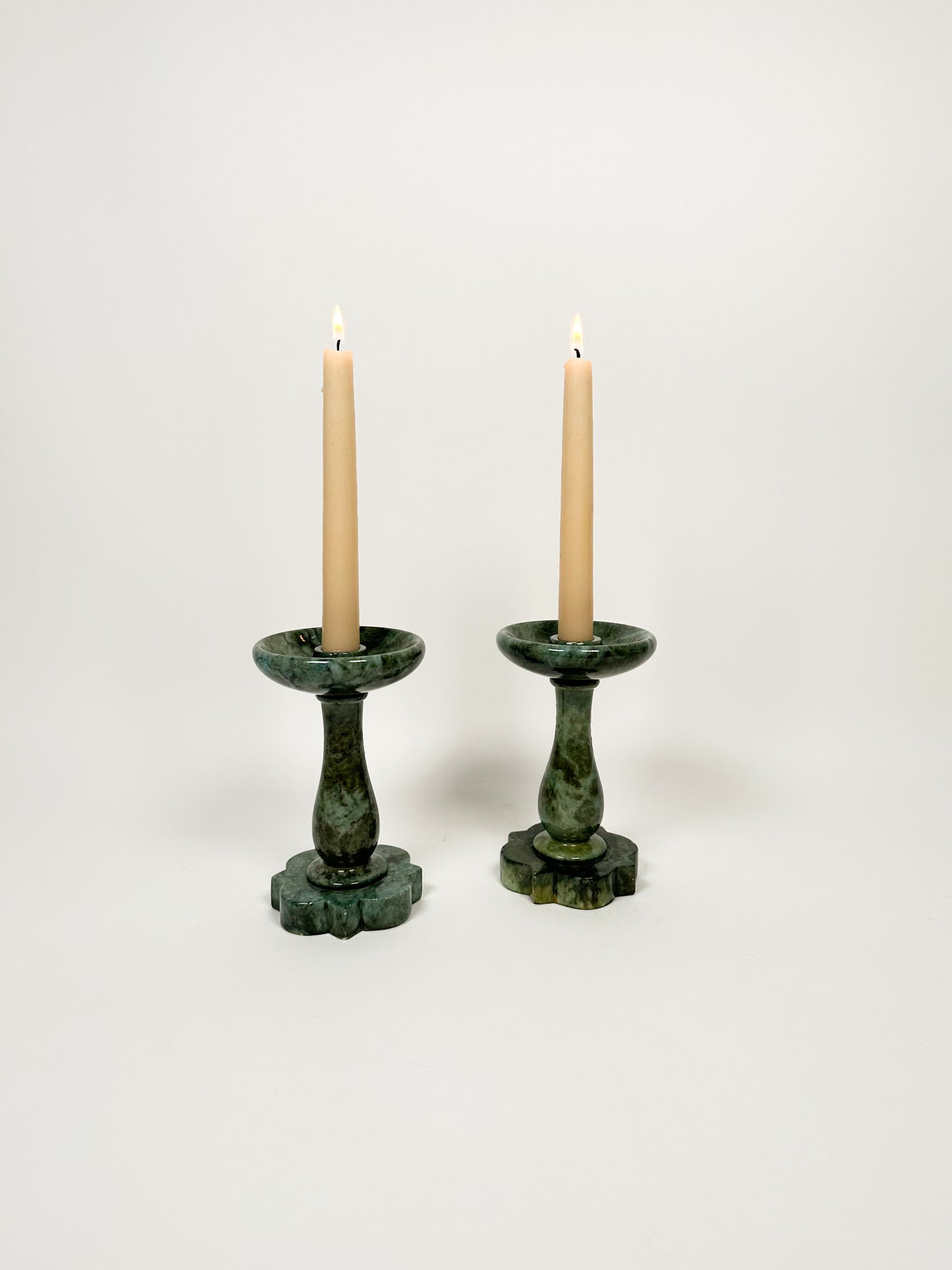 Green Marble Candlestick Holders