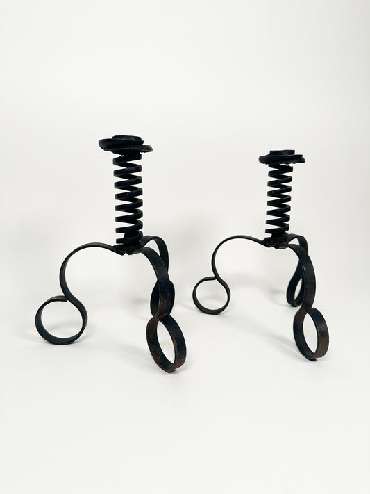 Vintage Black Iron Candle Holders