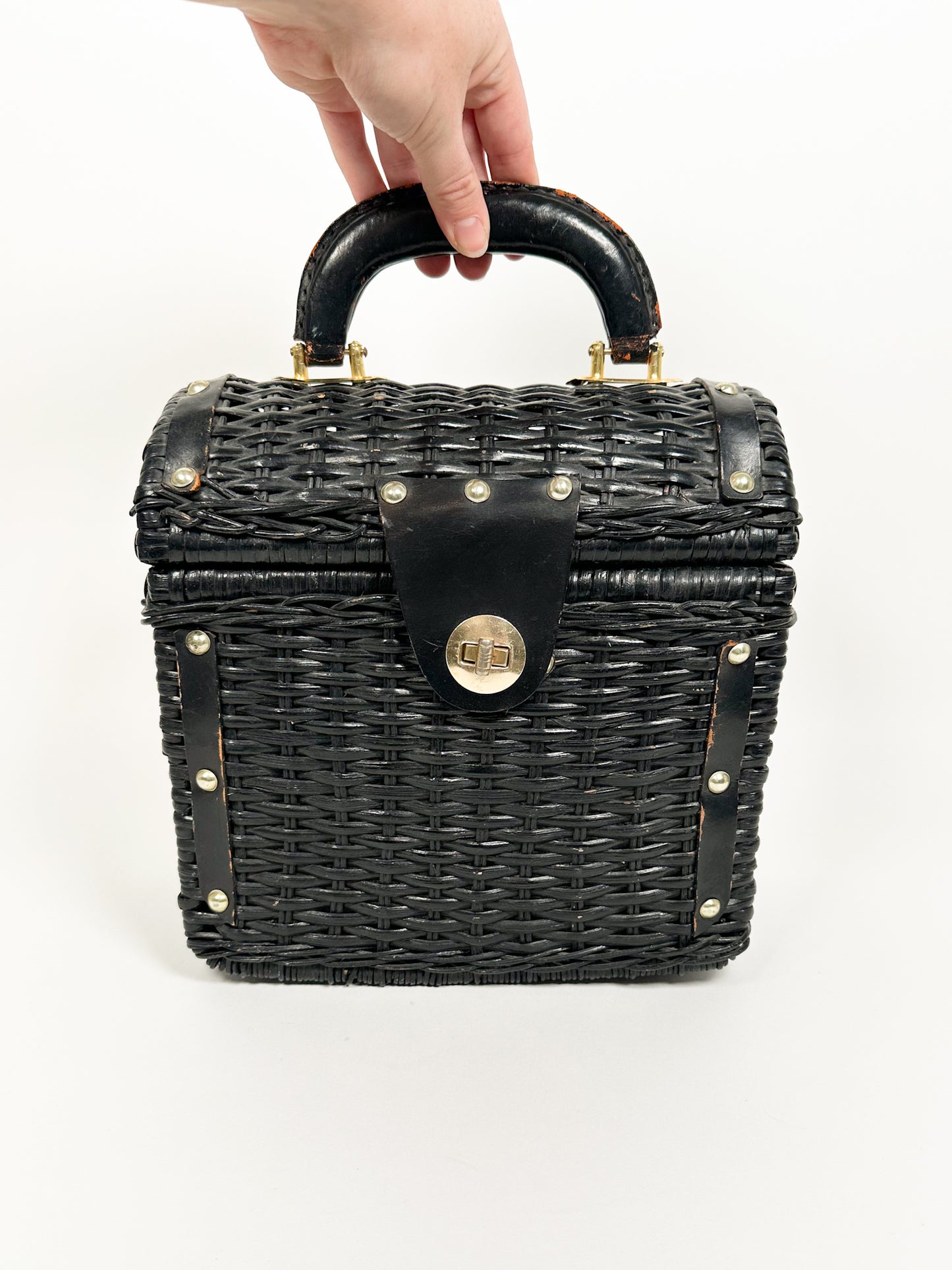 Vintage Black Wicker Handbag