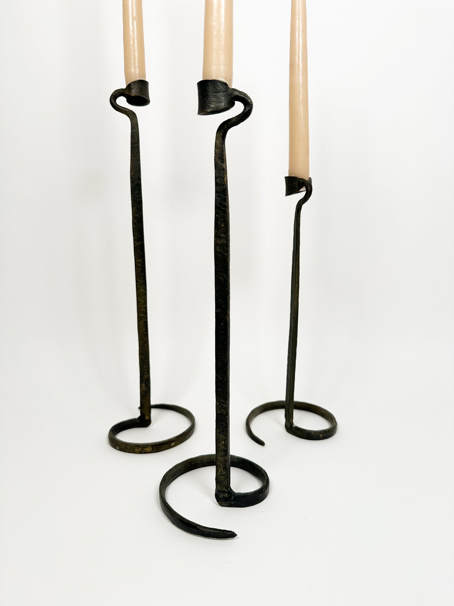 Vintage Hand Forged Wrought Iron Candle Holders