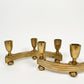 Vintage Brass Deco Candle Holder Set