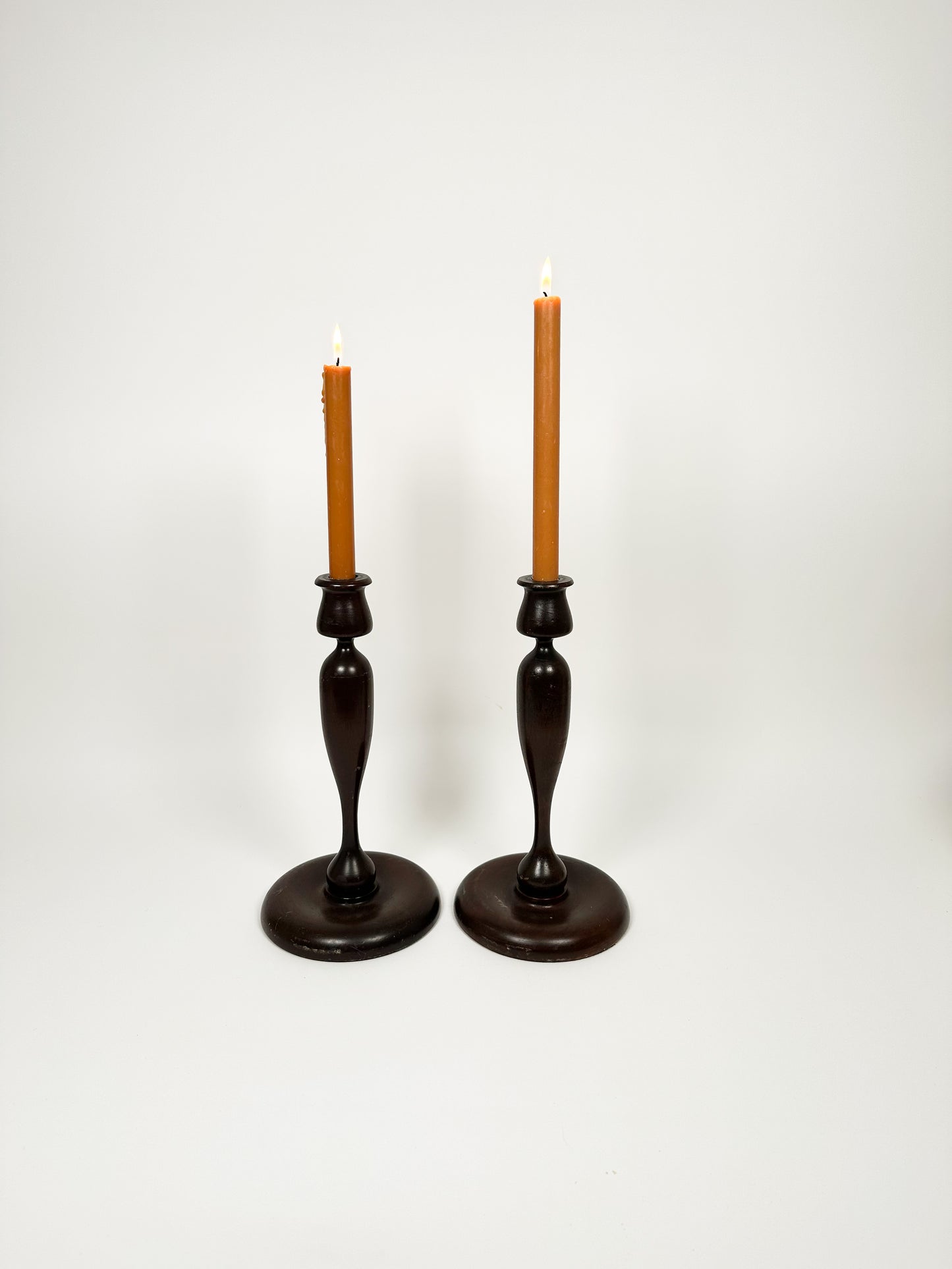 Vintage Wood Candle Holders