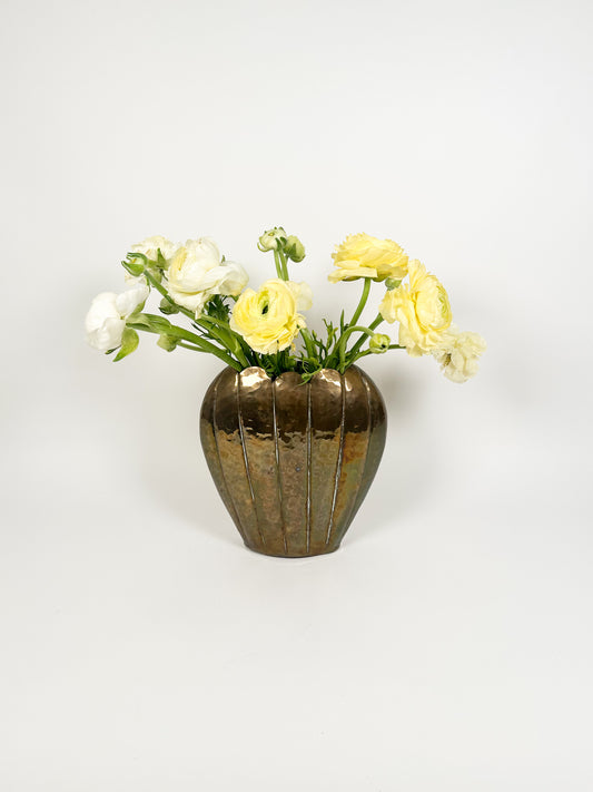 Vintage Scallop Brass Vase